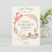 Letzten Toast auf der Küste Bachelorette Einladung (Stehend Vorderseite)