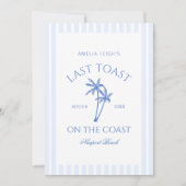 Letzten Toast auf der Küste Palmen Bäume Bachelore Einladung (Vorderseite)