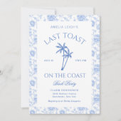 Letzten Toast auf der Küste Palmen Bäume Bachelore Einladung (Vorderseite)