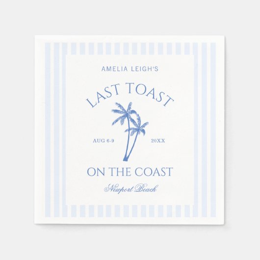 Letzten Toast auf der Küste Palmen Bäume Bachelore Serviette (Vorderseite)