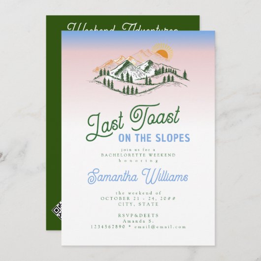 Letzten Toast auf der Piste Skifahren Winter BACH Einladung (Vorne/Hinten)