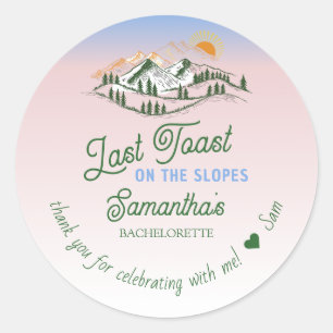 Letzten Toast auf der Piste Skifahren Winter BACH  Runder Aufkleber