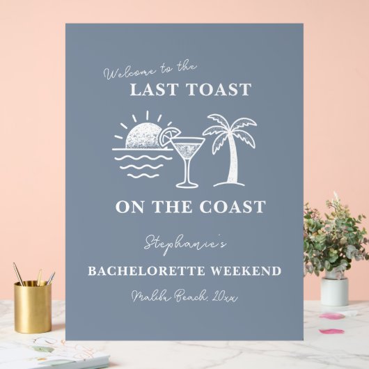 Letzten Toast blau und weiß auf der Küste Bachelor Acrylschild (Hochzeit)