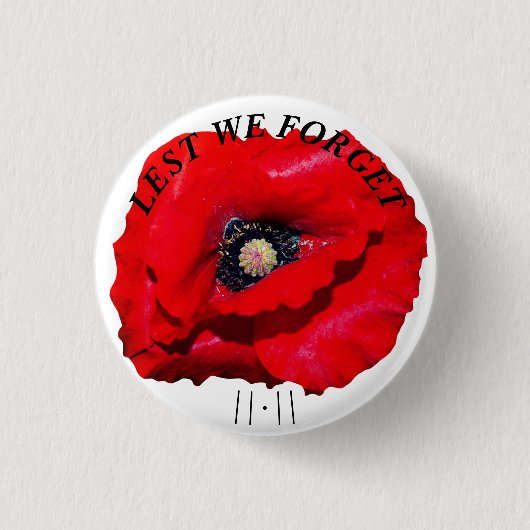 LETZTEN VERGESSEN WIR POPPY NOVEMBER 11. Weiß Button (Vorderseite)