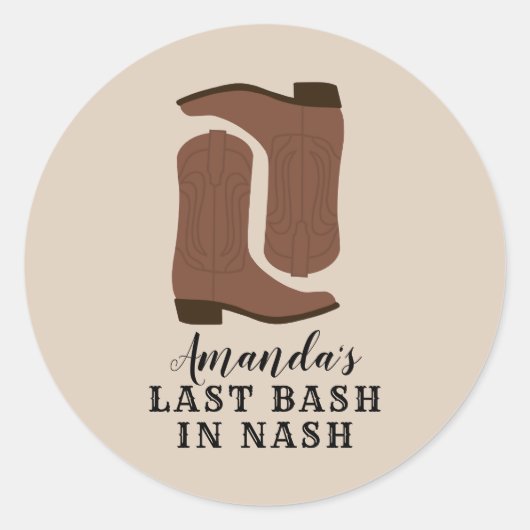 Letzter Bash in Nash Bachelorette Boots Runder Aufkleber (Vorderseite)