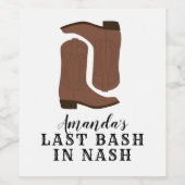 Letzter Bash in Nash Bachelorette Boots Weinetikett (Einzelnes Label)