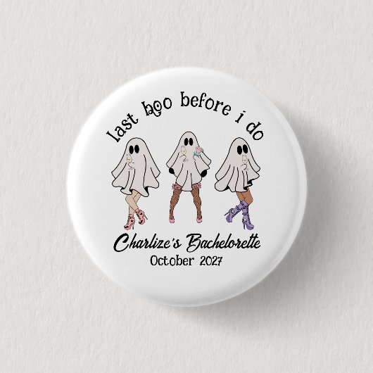 Letzter Boo, bevor ich tue! Halloween Bachelorette Button (Vorderseite)