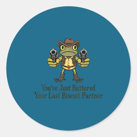 Letzter Buttermilch-Keks-Partner-Frosch-Cowboy Runder Aufkleber (Vorderseite)