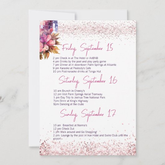 Letzter Disco-Tanz Ball Junggeselinnen-Abschied Einladung (Rückseite)