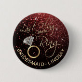 Letzter flatter Junggeselinnen-Abschied rot Button (Vorderseite)