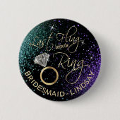 Letzter Flug-Junggeselinnen-Abschied Aquamarin und Button (Vorderseite)