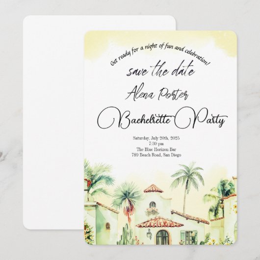 Letzter Flug vor dem Ring Bachelorette Bash Einladung (Vorne/Hinten)