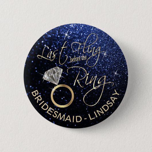 Letzter Flying Junggeselinnen-Abschied Blue Button (Vorderseite)