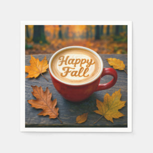 Letzter glücklicher Fall in einer roten Tasse mit Serviette