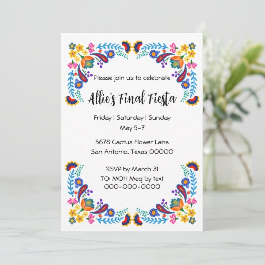 Letzter Junggeselinnen-Abschied von Fiesta Einladung (Stehend Vorderseite)