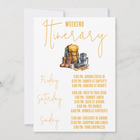 Letzter Pfad, Wandern Bachelorette Wochenende Part Einladung (Rückseite)