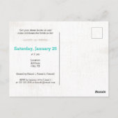 Letzter Rennen mit türkisfarbener Bride-Postkarte Postkarte (Rückseite)