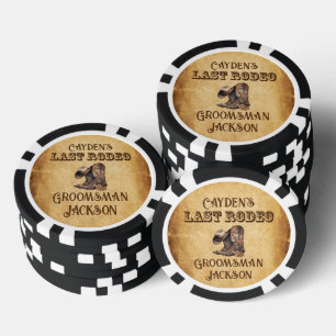 Letzter Rodeo Cowboy Grunge Braune Junggesellenpar Pokerchips