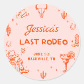 Letzter Rodeo Cowgirl Junggeselinnen-Abschied Runder Aufkleber (Vorderseite)