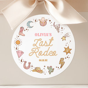 Letzter Rodeo-Disco-Cowgirl-Junggesellinnenabschie Runder Aufkleber