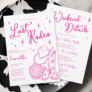 Letzter Rodeo Pinke Cowgirl Junggesellinnen-Abschi Einladung