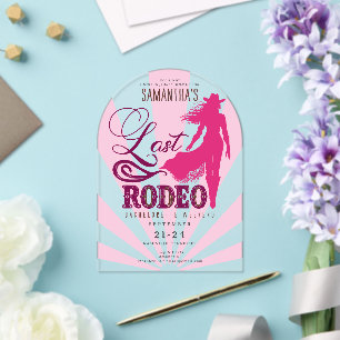 Letzter Rodeo Pinke Cowgirl Nash Bash Junggesellin Acryleinladungen