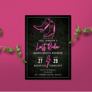 Letzter Rodeo Pinke Neon-Cowboystiefel Junggeselli Einladung