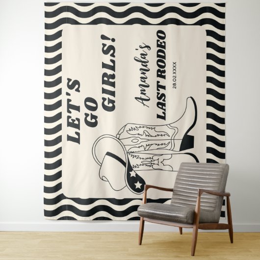 Letzter Rodeo Retro Western Junggeselinnen-Abschie Wandteppich (Beispiel)