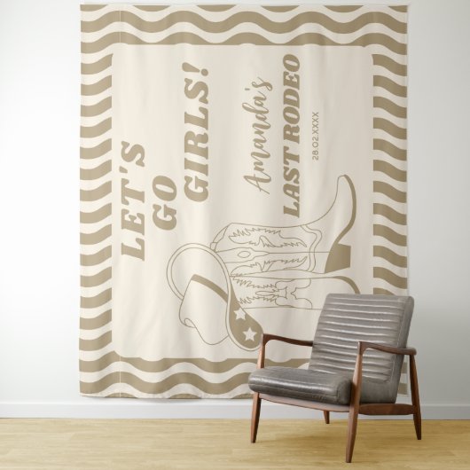 Letzter Rodeo Retro Western Junggeselinnen-Abschie Wandteppich (Beispiel)