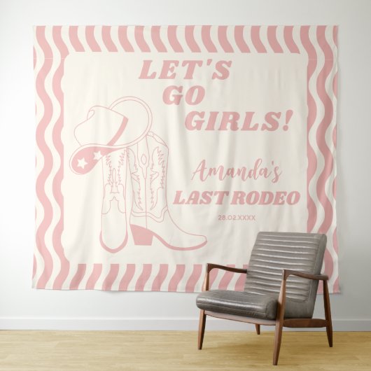 Letzter Rodeo Retro Western Junggeselinnen-Abschie Wandteppich (Beispiel (Horizontal))