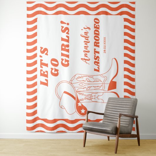 Letzter Rodeo Retro Western Junggeselinnen-Abschie Wandteppich (Beispiel)