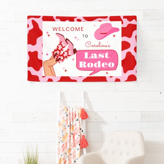 Letzter Rodeo Rot & Rosa Junggeselinnen-Abschied W Banner (Insitu)
