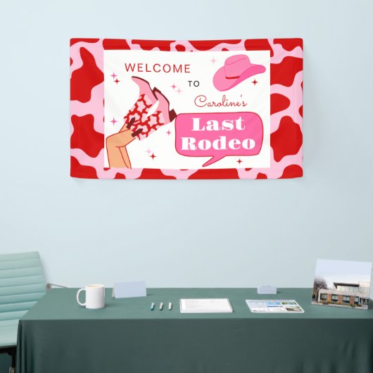 Letzter Rodeo Rot & Rosa Junggeselinnen-Abschied W Banner (Messeveranstaltung)
