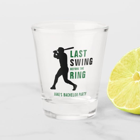 Letzter Schlag vor der Ring Baseball Junggesellena Schnapsglas (Vorderseite)