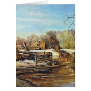 Letzter Schnee auf einer Vintagen Frühjahrsfarm