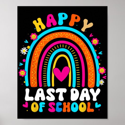 Letzter Schullehrer Kinder Abschluss Regenbogen Poster (Vorne)