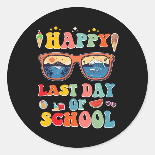 Letzter Schultag für Kinder Runder Aufkleber (Vorderseite)