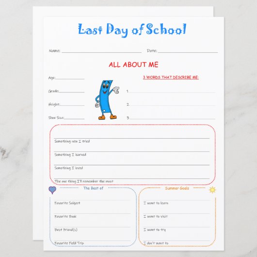 Letzter Schultag Interview Print (Vorne/Hinten)