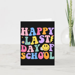 Letzter Schultag Lehrer Groovy Abschluss Hallo Karte