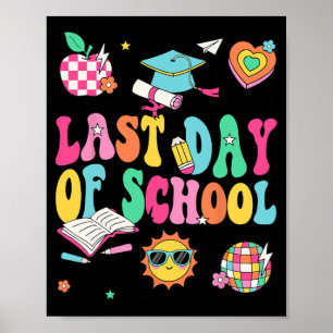 Letzter Schultag Lehrer Junge Mädchen Abschluss Ha Poster