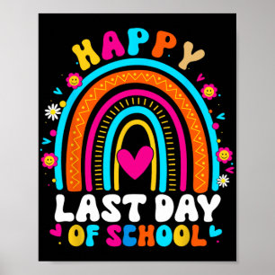Letzter Schultag Lehrer Kinder Abschluss Regenboge Poster