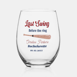 Letzter Schwung vor Baseball Bachelorette Weinglas Ohne Stiel