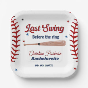 Letzter Schwung vor dem Ring Baseball Junggesellin Pappteller