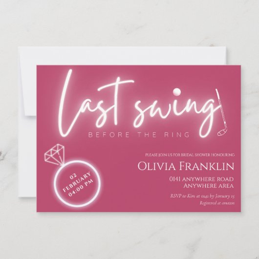 Letzter Schwung vor dem Ring-Brautparty Einladung (Vorderseite)