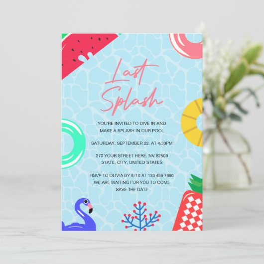 Letzter Splash Spinster-Junggeselinnen-Abschied Einladung (Stehend Vorderseite)