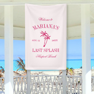 Letzter Spritzer Beach Palms Hot Pink Junggesellin Banner