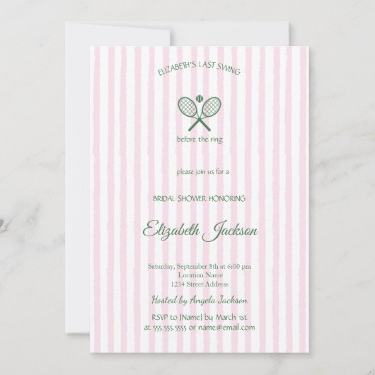 Letzter Swing Country Club Striptes Brautparty Einladung (Vorderseite)