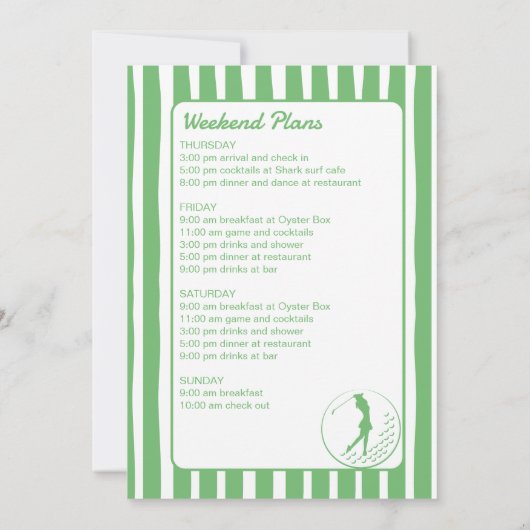 Letzter Swing Golf Country Club Bachelorette Woche Einladung (Rückseite)