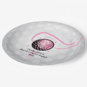 Letzter Swing Golf Junggesellinnenabschied Rosa Pappteller (Schrägansicht)