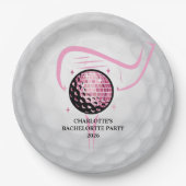 Letzter Swing Golf Junggesellinnenabschied Rosa Pappteller (Vorderseite)